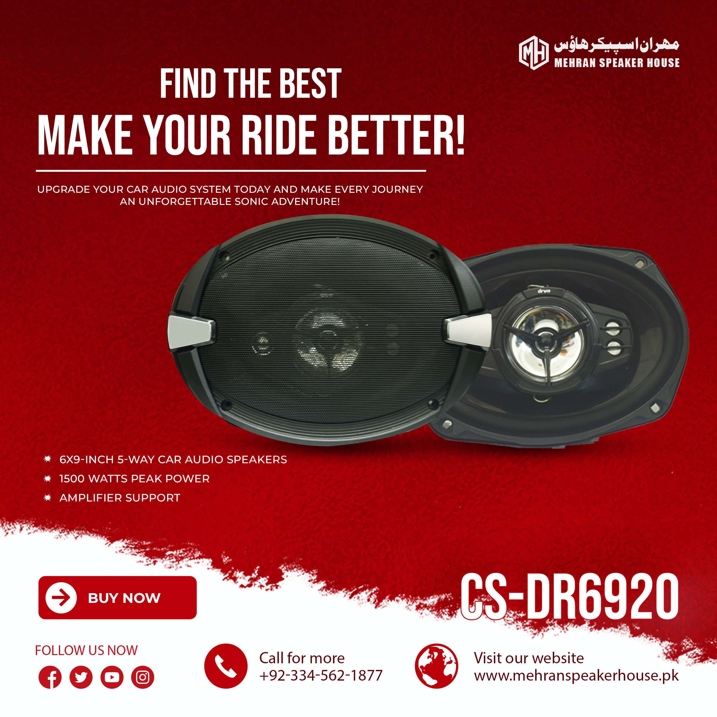 CS-DR6920.jpg Mehran Speaker CS-DR6920 6?9-Inch 5-Way Car Audio Speakers ? Amplifier Support - Image 1