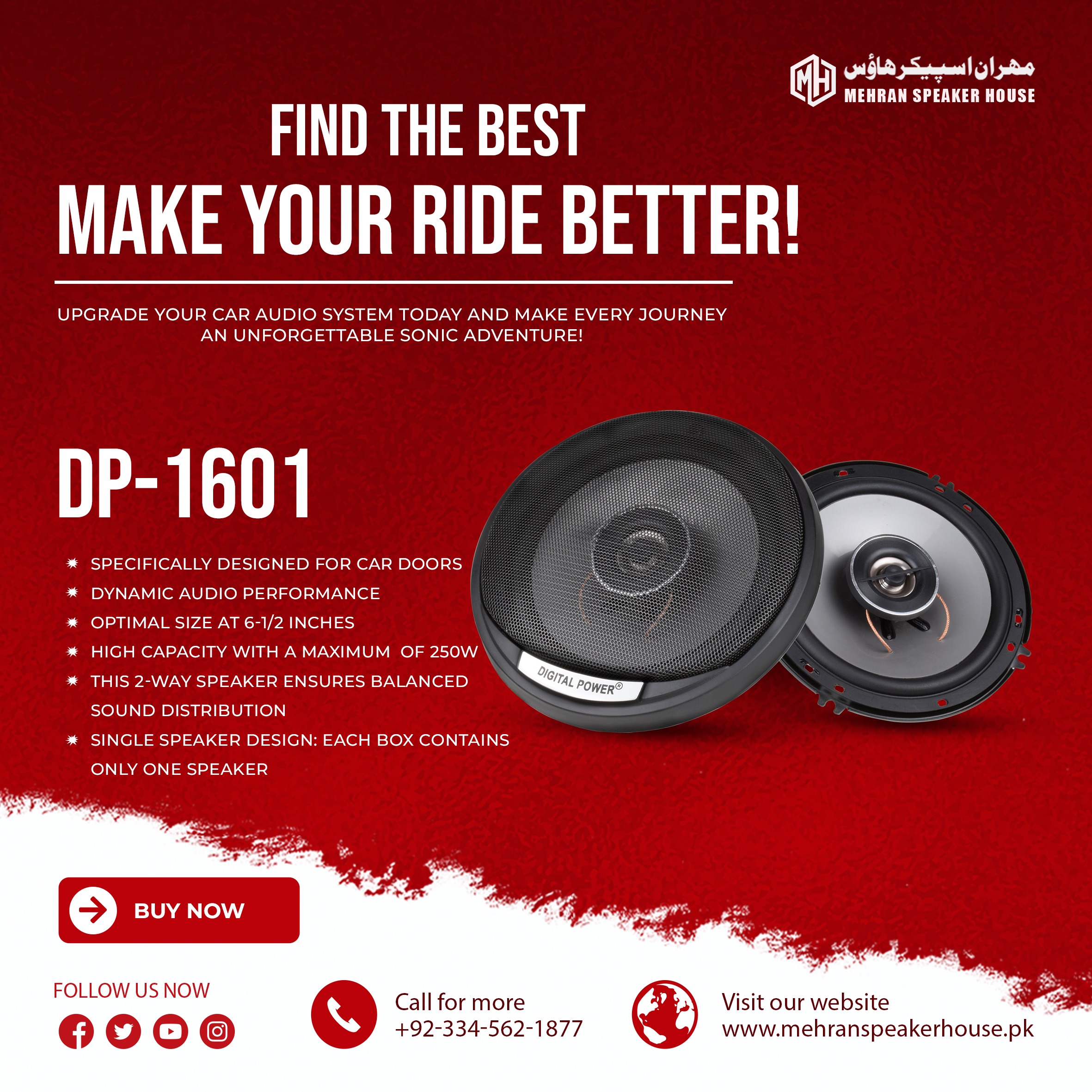 DP-1601.jpg Digital Power DP-1601 2-Way Car Door Speaker - Black - Image 1
