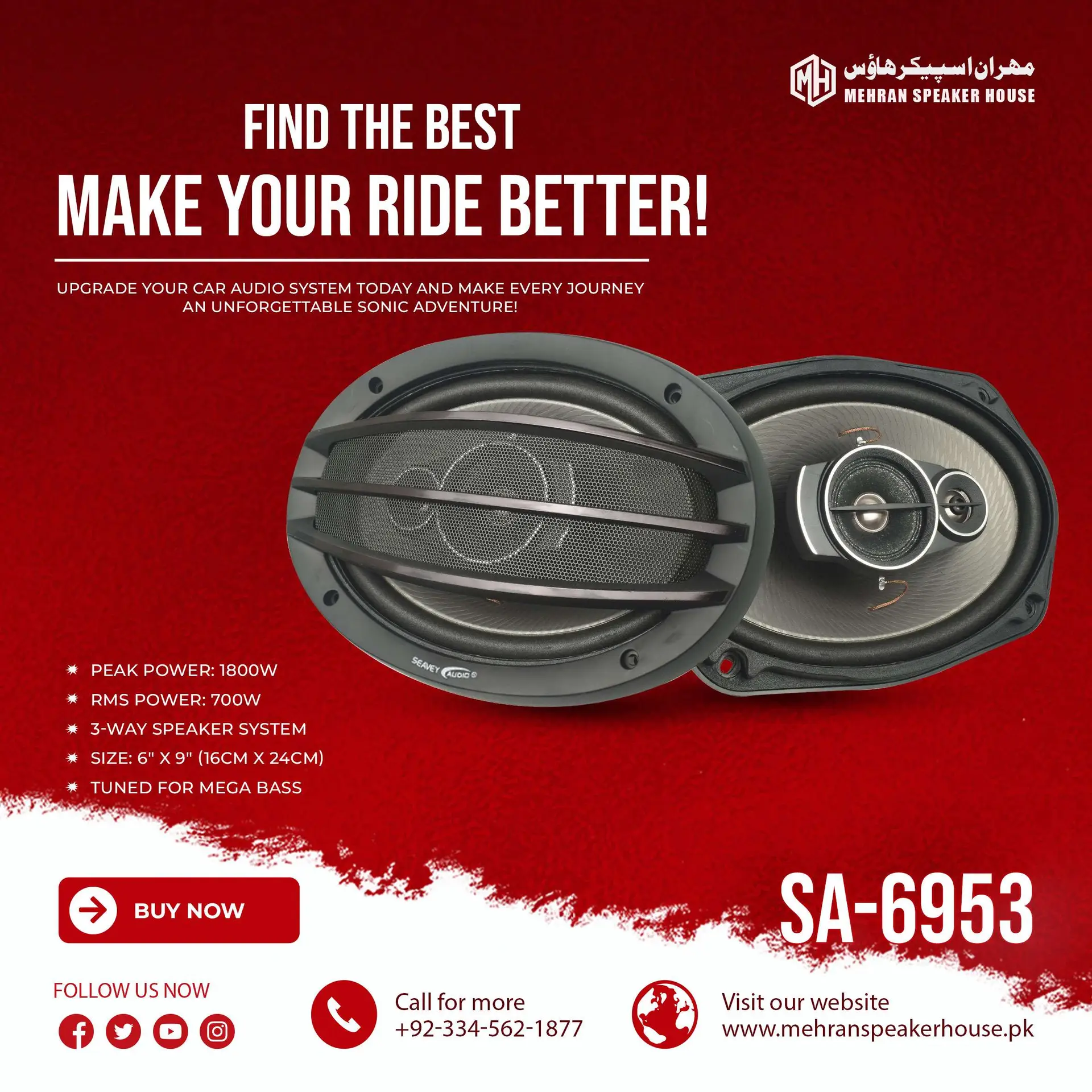SA-6953.webp Seavey Audio SA-6953 3-Way Car Speaker - 1800W Peak Power - Image 1