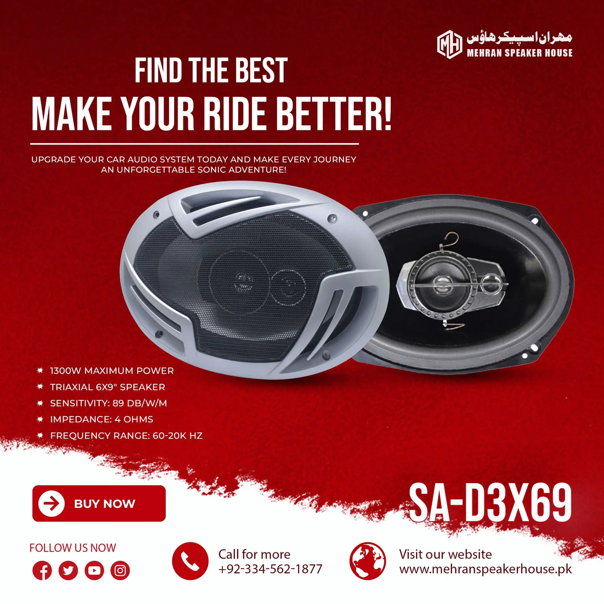 SA-D3X69.webp Seavey Audio SA-D3X69 Triaxial 6x9" Car Speaker - 1300W - Image 1