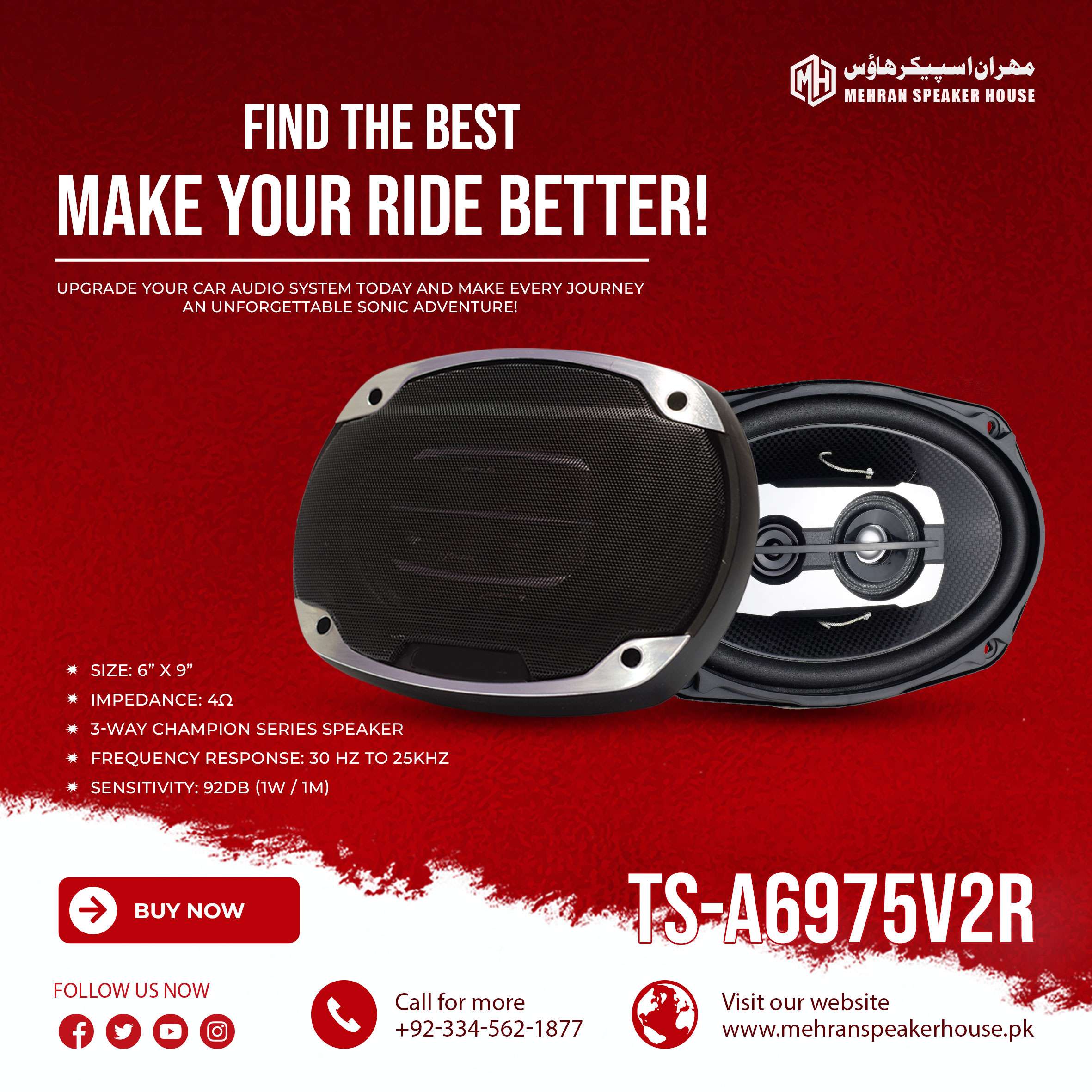 TS-A6975V2R.jpg Mehran Car Speaker TS-A6975V2R - 6? x 9? 3-Way Champion Series Speaker - Image 1
