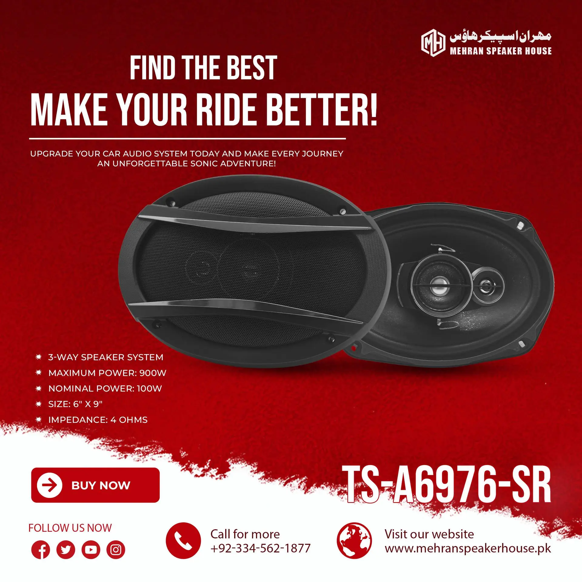 TS-A6976-SR.webp TS-A6976-SR 3-Way Car Speaker - 900W Max Power for Superior Sound Quality - Image 1