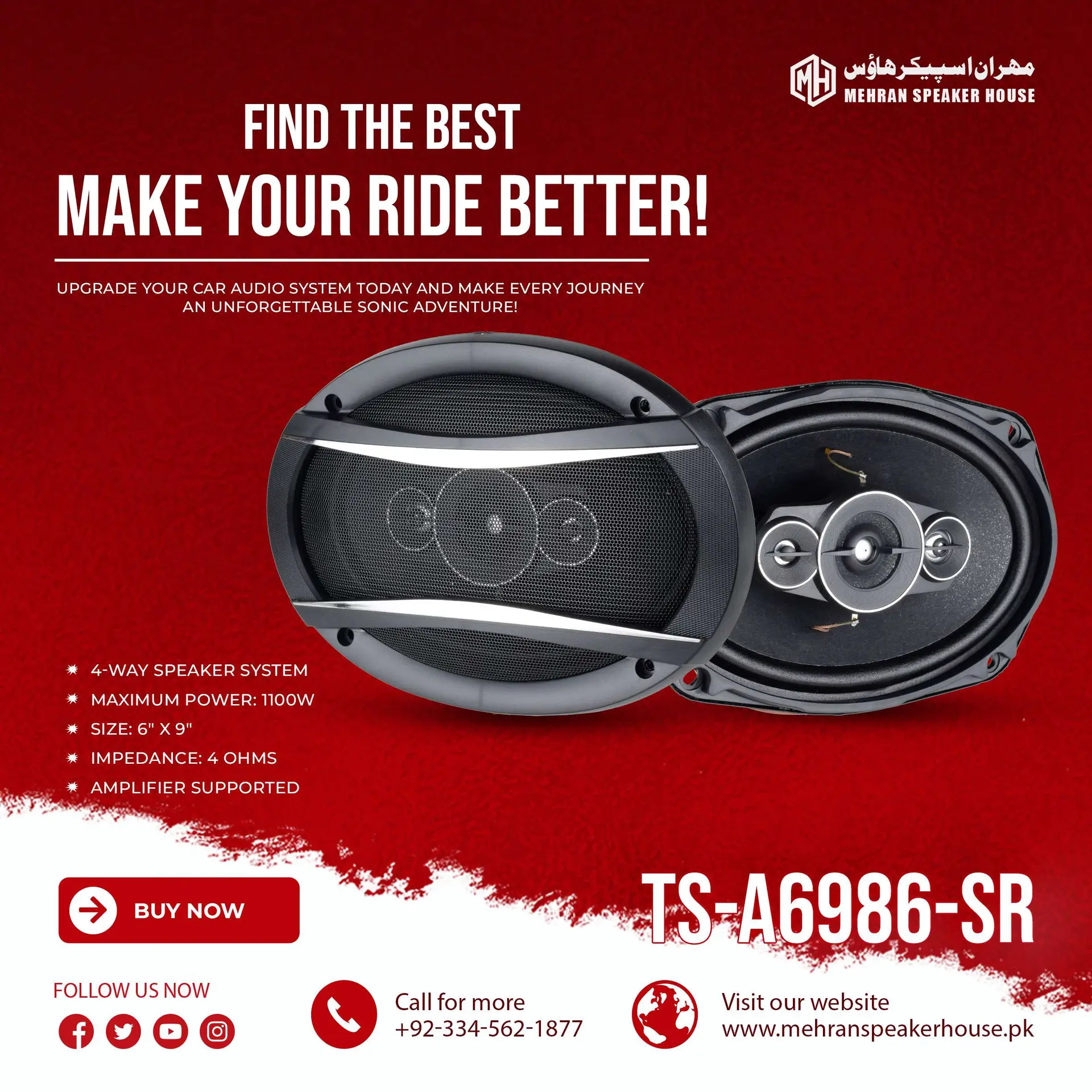 TS-A6986-SR.webp TS-A6986-SR 4-Way Car Speaker - 1100W Max Power for Exceptional Sound - Image 1