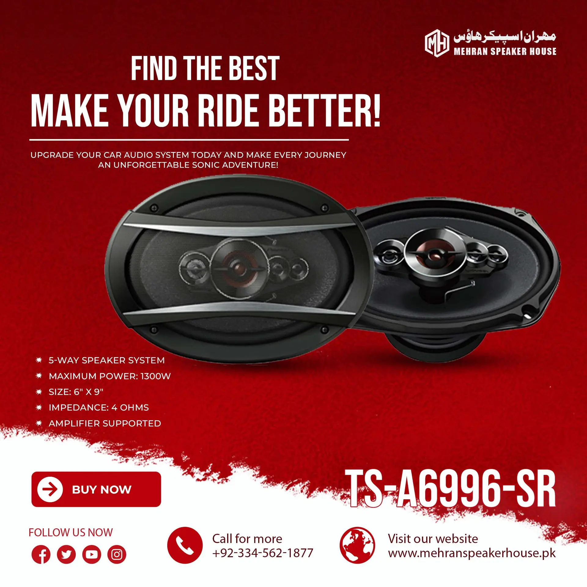 TS-A6996-SR.webp TS-A6996-SR 5-Way Car Speaker - 1300W Max Power for Unmatched Audio Performance - Image 1