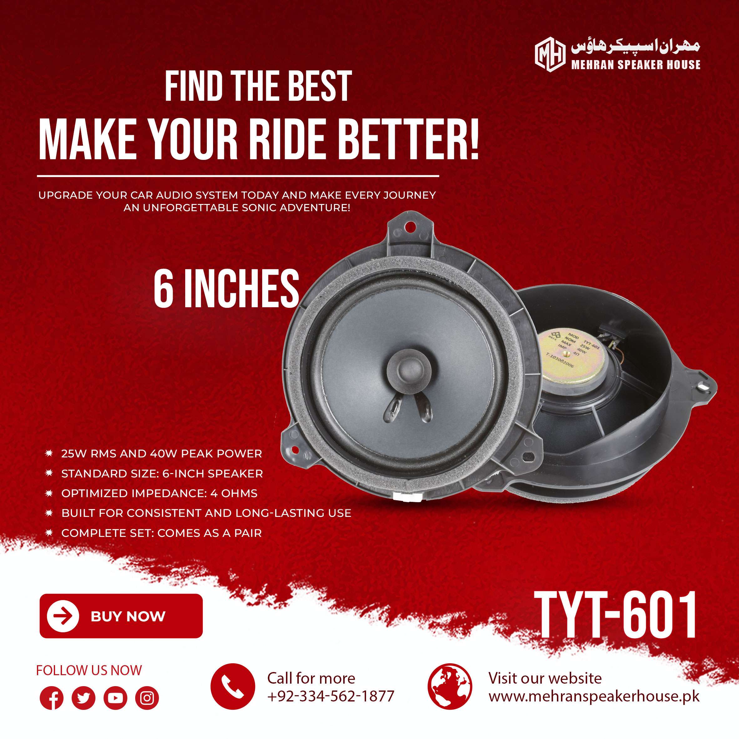 TYT-601.jpg Mehran Speaker House TYT-601 - 25W RMS - 40W Peak Power - 4 Ohms - Image 1