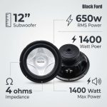 Black Ford 12-Inch 1400W Subwoofer - Heavy-Duty Bass with High-Tech Injection Molded PP Cone - BF1260 - Image 3
